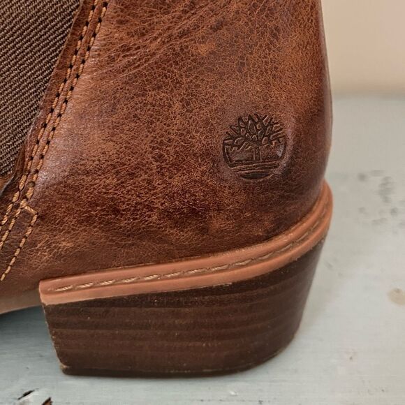 Timberland Sutherlin Bay Brown Leather Stretch Chelsea Ankle Boot | Size 6 - Picture 3 of 13
